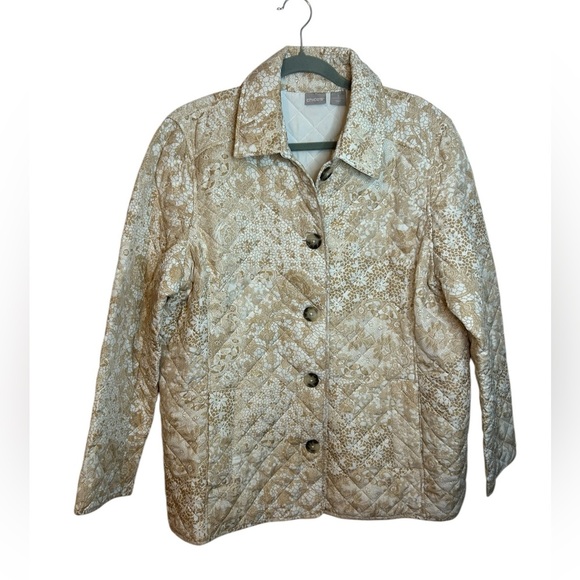 Nwt Chico’s Beige Lace Pattern Quilted Jacket - Picture 4 of 8